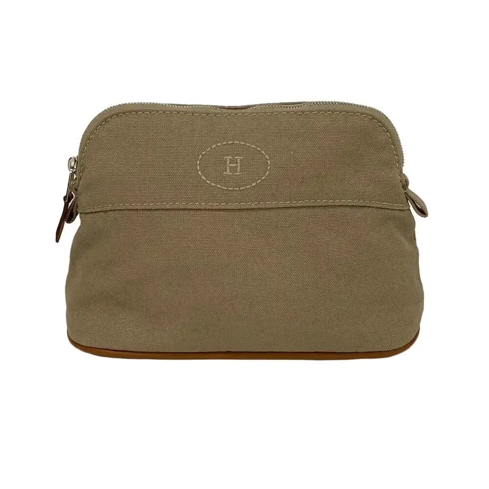 Hermès Bolide Pouch 20 Pouch Light Brown Canvas Leather
